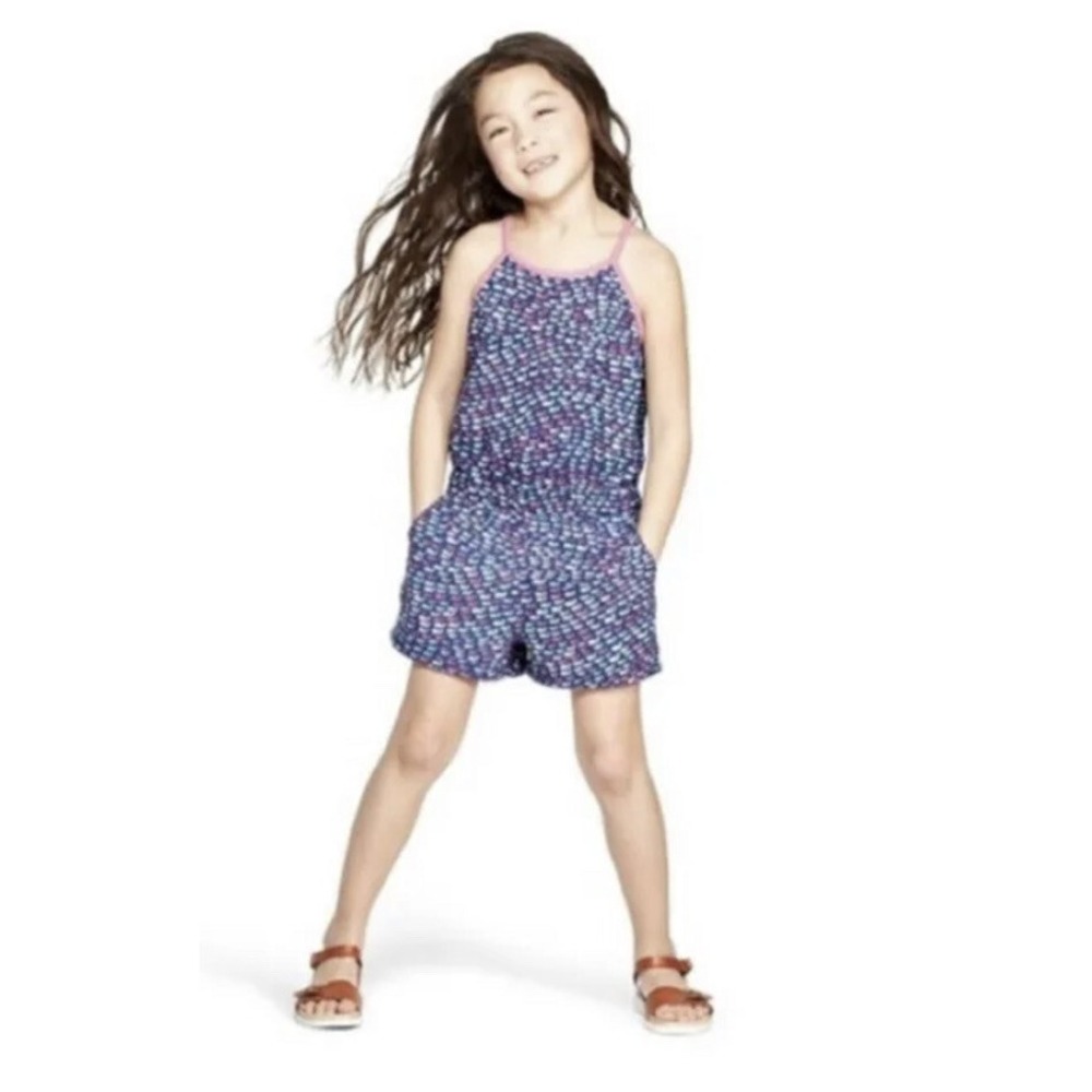 Vineyard Vines Target Girls XL 14/16 Navy Whale Print Romper Sleeveless Preppy